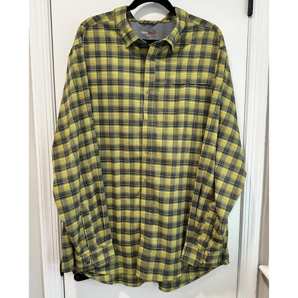 Swiss Tech Plaid Shirt Long Sleeve Snap Button Down Outdoor Yellow Size 2XL